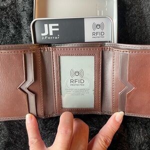 Brown J Ferrar men’s trifold wallet with rfid